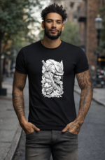 Star Wears Regular Siyah Tişört Tasarım 10