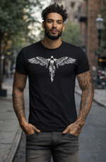 Star Wears Regular Siyah Tişört Tasarım 1